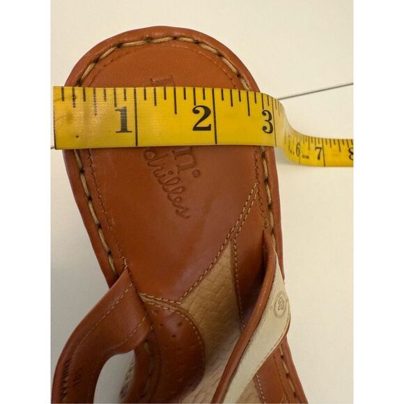 Born Drilles Camel & Ecru Lthr & Jute Wedge Sandals Sz9/9.5 NWOB Classic/Summer - Picture 13 of 14